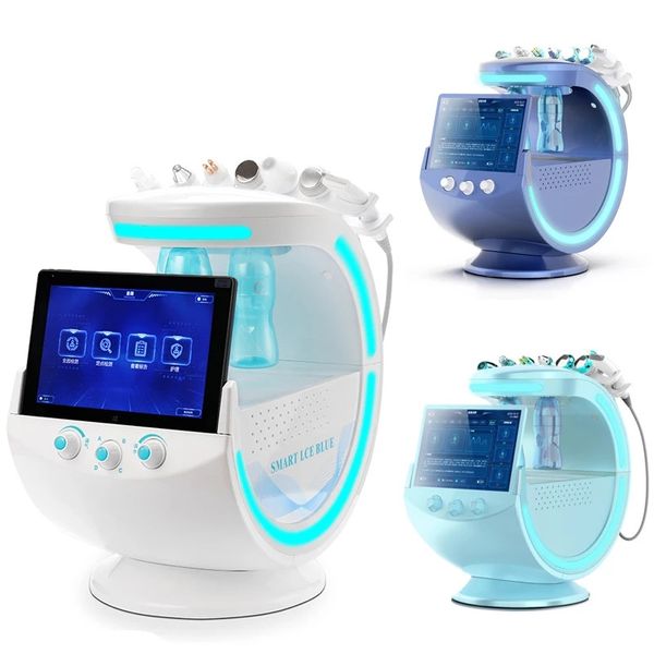 Smart Ice Blue 7 in 1 Face Lifting Hydra Water Dermoabrasione Peel Pulizia profonda Microdermoabrasione Ossigeno Spruzzatore con Analizzatore pelle Manageme Beauty System