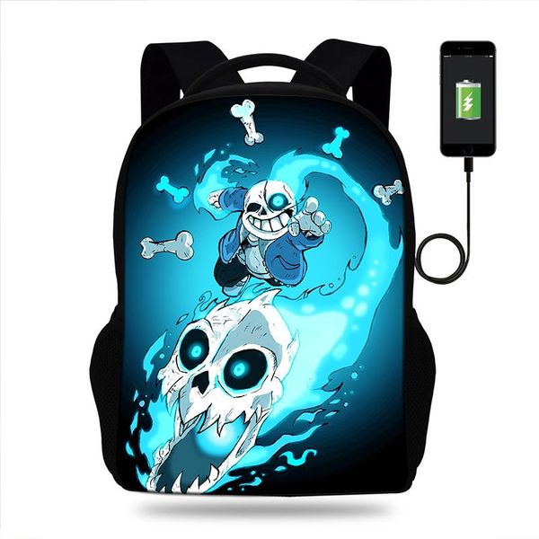 

school bags cartoon undertale print usb charging backpack boys girls travel bag for teenagers students