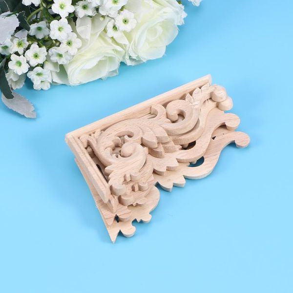 

decorative objects & figurines 4pcs wood carved corner onlay unpainted applique european style door cabinet decoration(13*7cm)