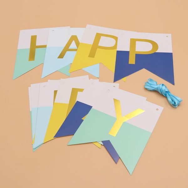 

party decoration 3.2m bunting banner swallowtail flags paper hanging garland for birthday (blue)