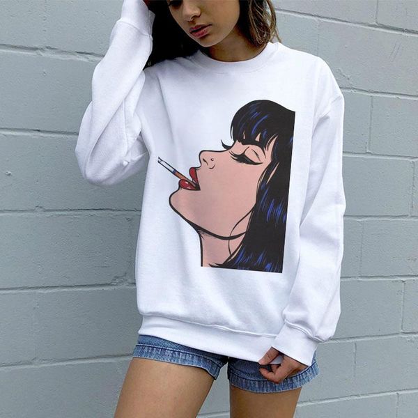 

women's hoodies & sweatshirts harajuku sweatshirt korean style clothes anime girl cartoon print ladies kawaii streetwear pullover o-nec, Black