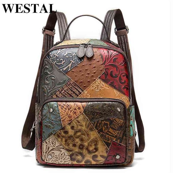 

westal women's leather backpack female school bags for girls lapbackpacks for women travelling dayback school backpack 86343 210922