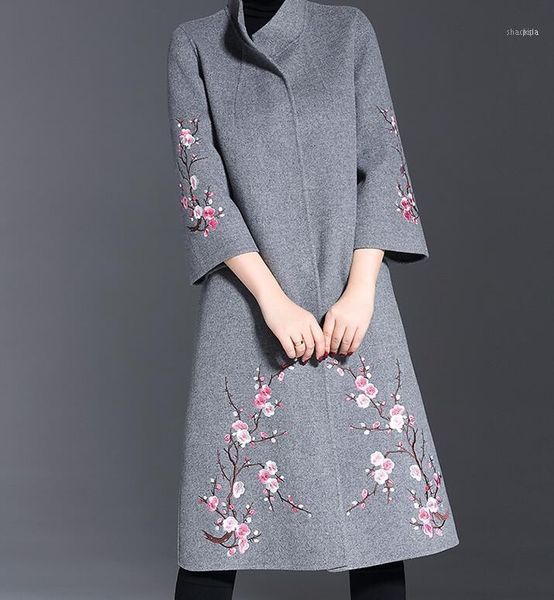 

m--5xl 2021 spring women fashion in the long section of cashmere coat collar double-sided woolen coat1, Black