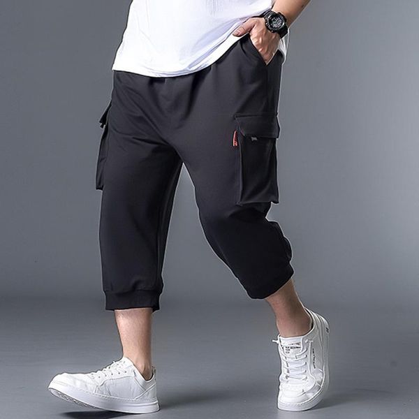 

men plus size xl-7xl men's shorts pants cropped guard summer loose mid length black