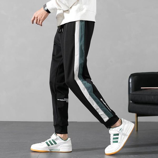 

men's pants men casual bloomers side stripe loose sweatpants hip hop style quick dry streetwear autumn, Black