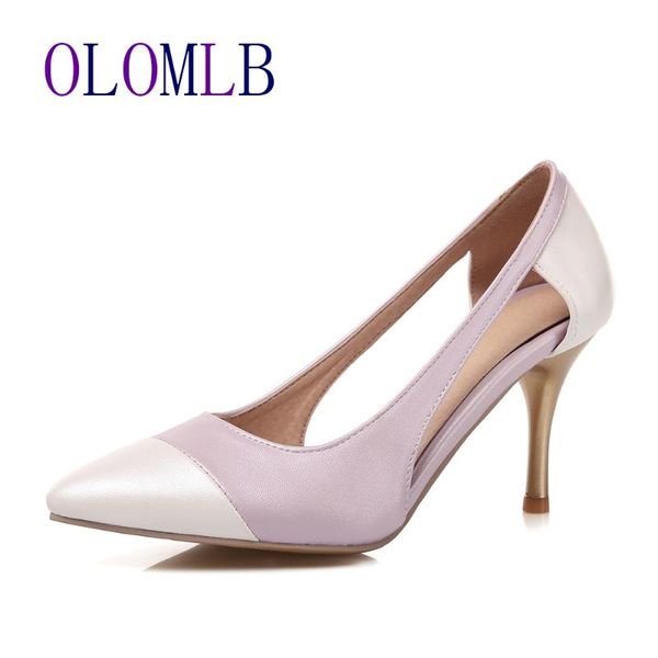 

dress shoes women pointed toe pumps pu leather dresshigh heels boat wedding zapatos mujer white blue purple c066, Black