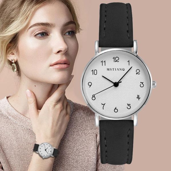

women watches simple vintage small dial wristwatches sweet leather strap outdoor sports wrist clock gift, Slivery;brown