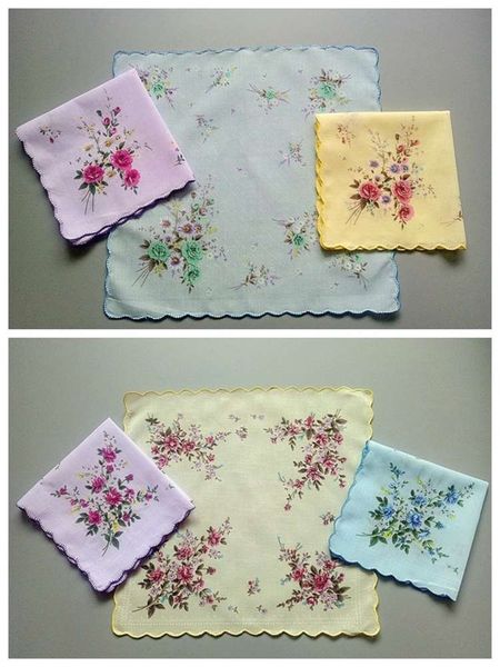 

old style crescent women's children's kindergarten cotton handkerchief small square towel from 20 pieces, White
