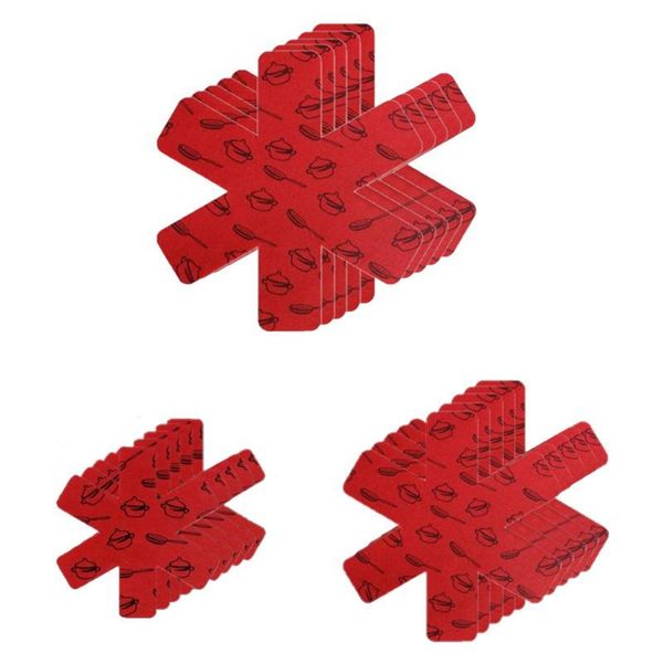 

mats & pads 15 pcs protectors for pans and pots non-slip felt dividers to avoid scratches on utensils, red