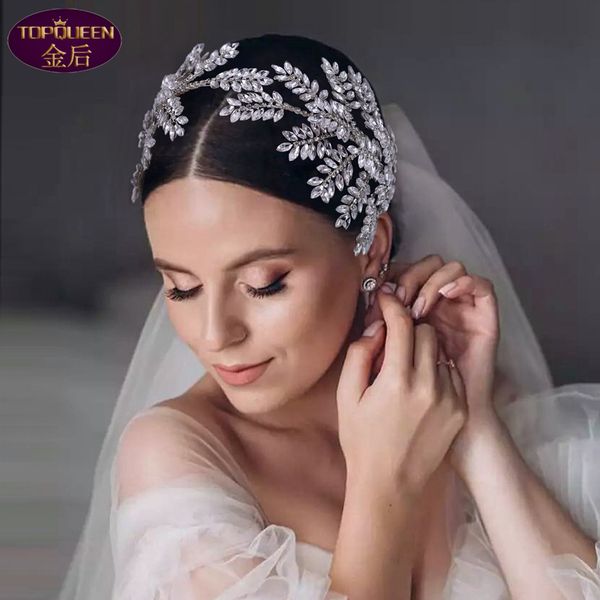 

leaf diamond tiara long baroque crystal bridal headwear crown rhinestone with wedding jewelry hair accessories diamond bridal crowns headpie, Silver