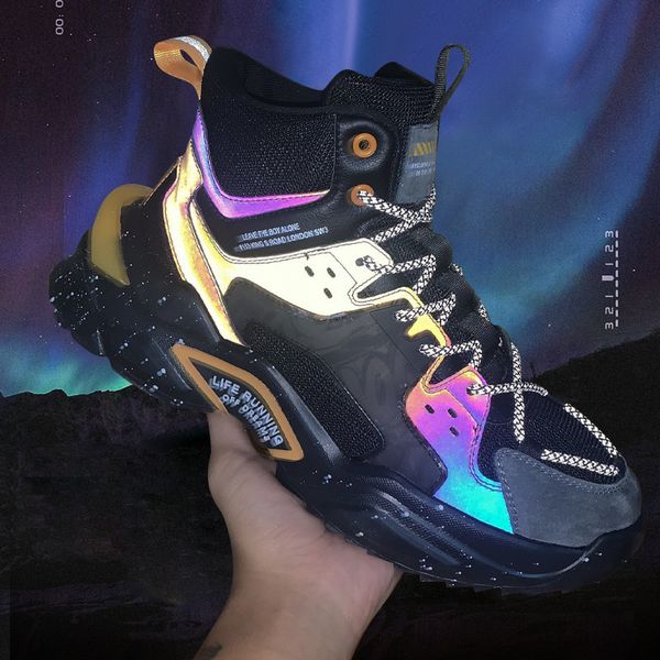 

high yu guang high dad ins fashion show men's sho sneakers blast the street, Black