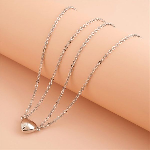 

pendant necklaces charmsmic stainless steel magnetic heart shape charm lovely birthday gift for lovers daughter mother jewelry, Silver