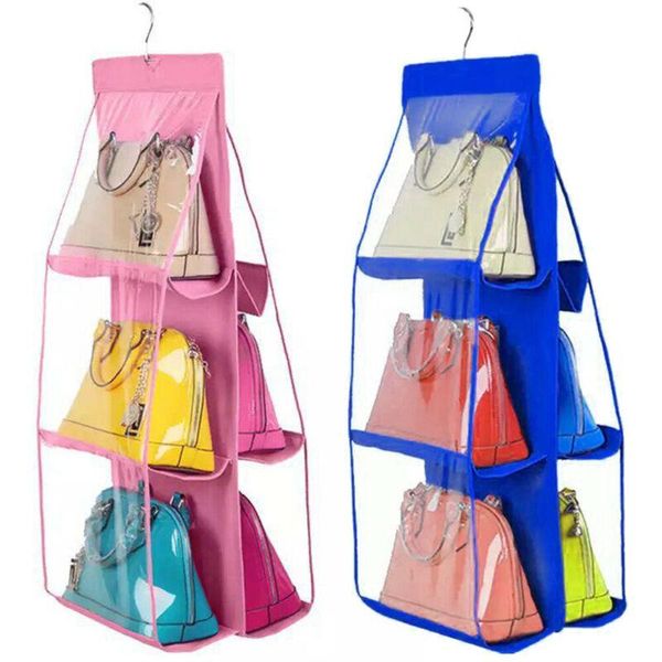 

storage boxes & bins 90x35 cm 6 pocket non-woven fabric hanging bag transparent double side closet foldable for organize