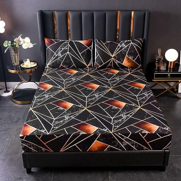 

bedding sets home textile geometric print fitted sheet mattress cover with four corners and elastic band bed protector
