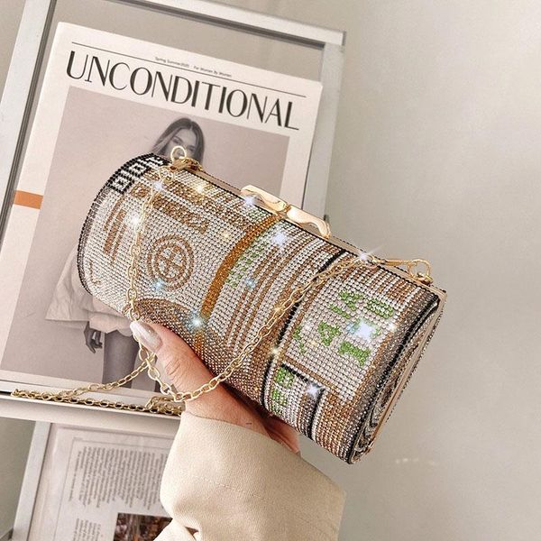 

evening bags crystal diamond painting clutch women round small dollar purse luxury designer handbag chain shoulder