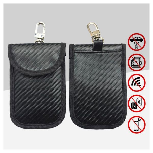 

storage bags carbon fiber signal shielding bag rfid car key cover remote outdoor organizer