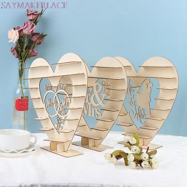 

jewelry pouches, bags wooden heart shaped chocolate stand display cupcake desserts holder home decor, Pink;blue