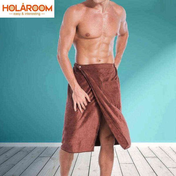 Toalha de banho vestível homem macio com bolso mágica mircofiber macio toalha de praia cobertor toalla de playa 70 * 140cm 211221