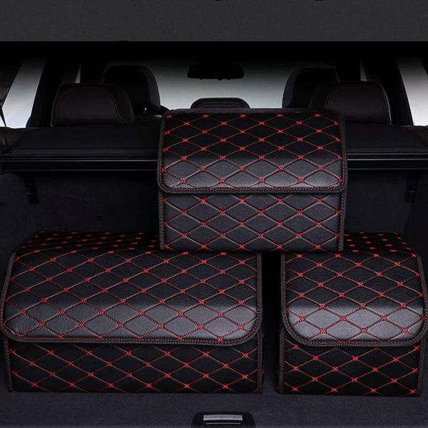 

car organizer storage rack trunk box large capacity multi-tool bag finishing leather folding