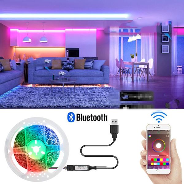 

strips usb bluetooth led backlight 5v smart strip light 5m rgb multi color tape lamp phone control tv bedroom night