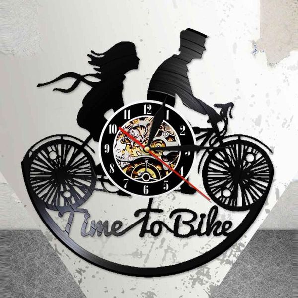 

wall clocks time to bike vintage design illuminated clock bicycle cyclist cd disc watch boys girls romantic lovers gift