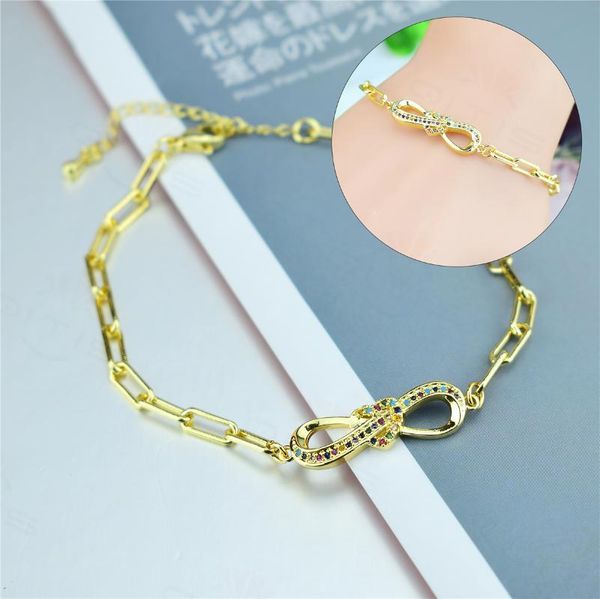 

link, chain fashion adjustable slide jewelry colorful cz rainbow multi zirconia 8 bracelets micro pave, Black