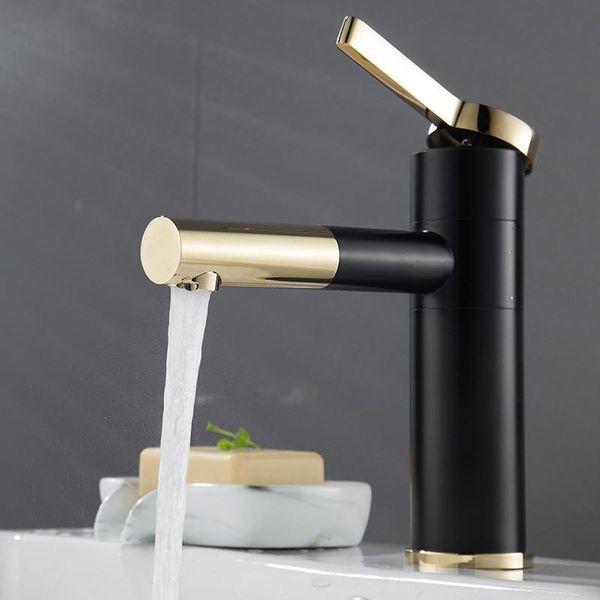 

bathroom sink faucets brass rotatable black gold cold wash basin tap water
