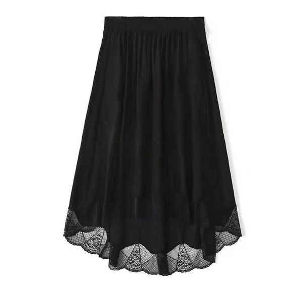 

skirts 100% silk jacquard women skirt casual wild lady midi, Black