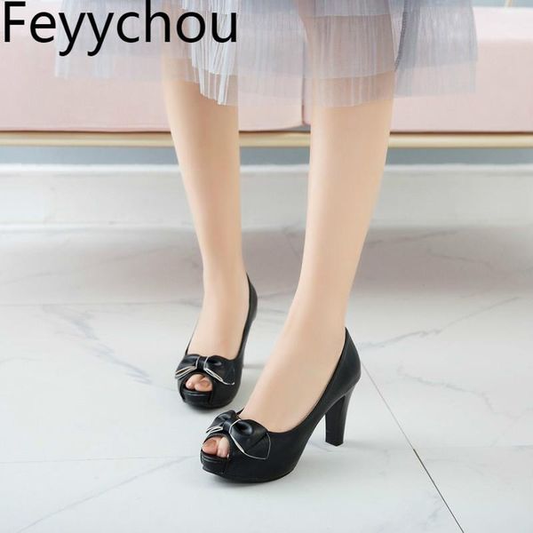 

women's pumps high heels spring autumn pu peep toe butterfly-knot slip on 2021 fashion casual black pink big size 34-43 dress shoes