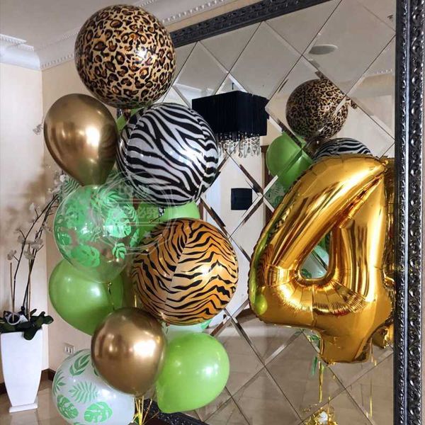 

party decoration 22inch 4d animals striped foil balloon jungle safari birthday decorations kids baby shower helium balloons forest globos
