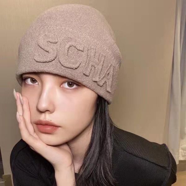 

wide brim hats 2021 women skullies beanie soft elastic cap hand-made hat autumn winter wool knitted, Blue;gray