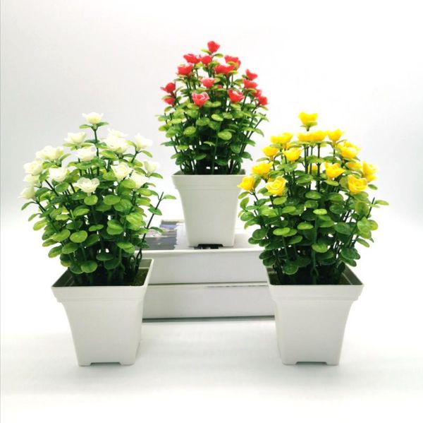 

artificial decorations flower bonsai fake greenery plant flowers in a pot home accessories room balcony desk ornaments 1pc decorative & wrea