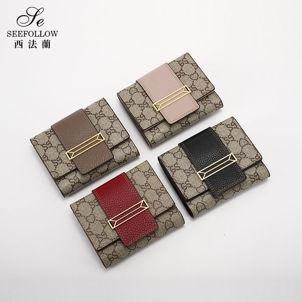 

wallet leather short for women, Red;black