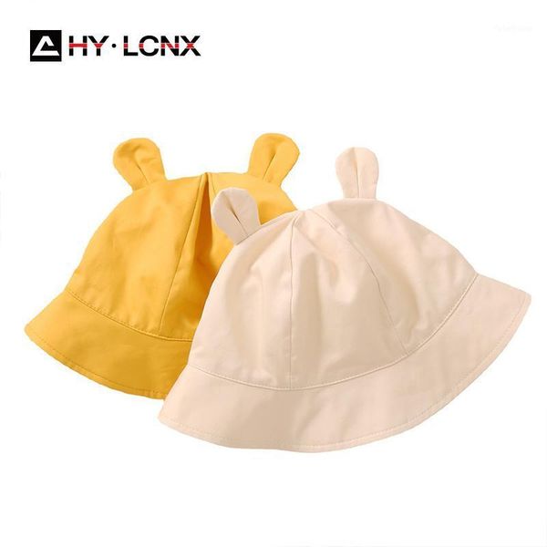 

caps & hats spring summer child cotton breathable cute ear decoration fisherman hat boy girl outdoor travel solid color sun bucket1, Yellow