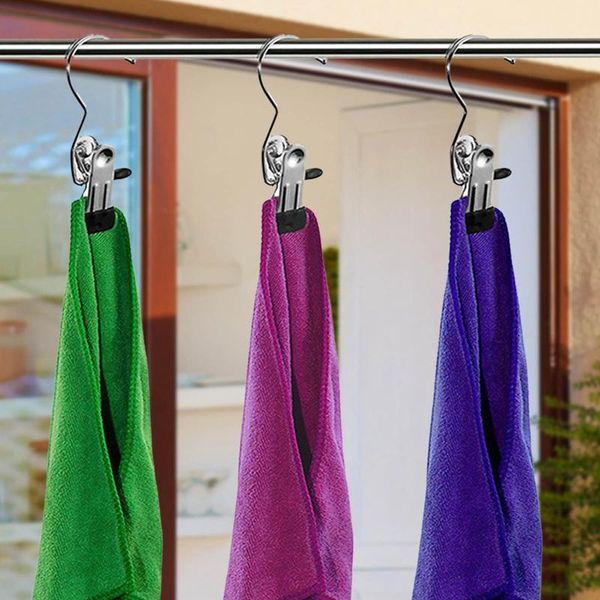 

clothing & wardrobe storage 10pcs stainless steel curtain clips on hook hanging clothes peg portable towel sock hanger organizer
