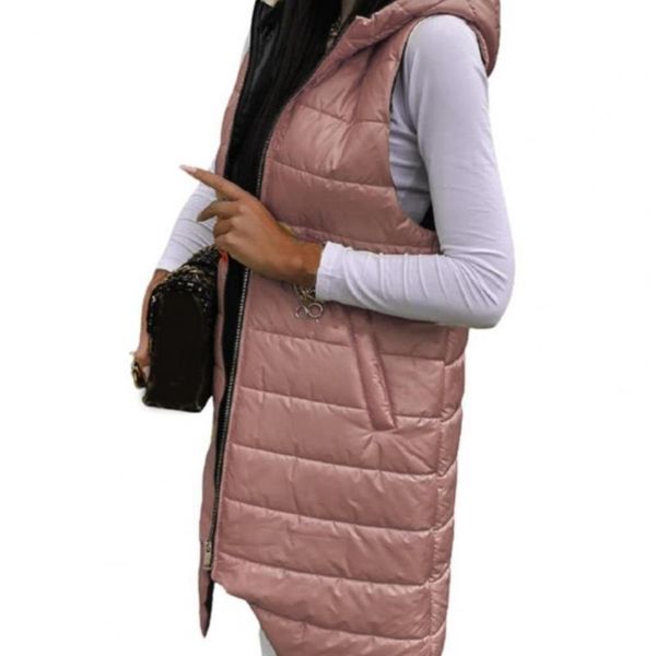 

women's jackets trendy long sleeveless vest women coat solid color padded windproof winter waistcoat for daily wear, Black;brown