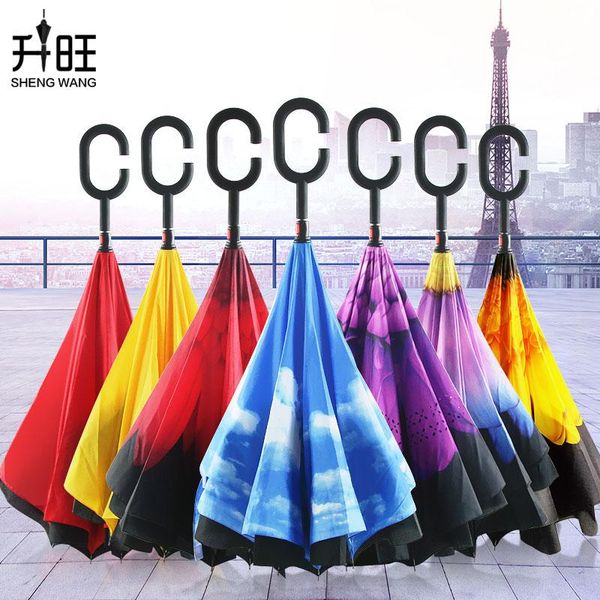 

umbrellas creative tri-fold rain and dual-use reinforced folding umbrella sunscreen uv protection sun men women
