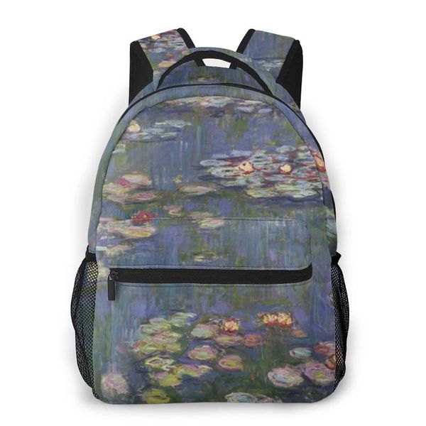 

backpack travel school bags claude monet water lilies bookbag for teenage