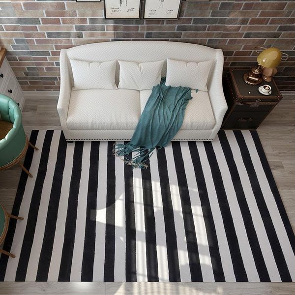 

carpets black and white fashion modern vertical stripe design livingroom carpet non-slip floor large playmate rug home mat decor