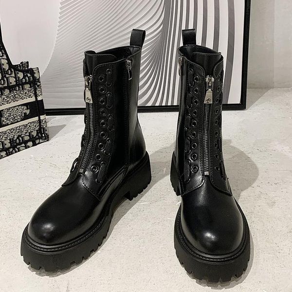 

boots 2021 winter ins designer women platform black thick bottom ankle zipper combat goth shoes bota feminina