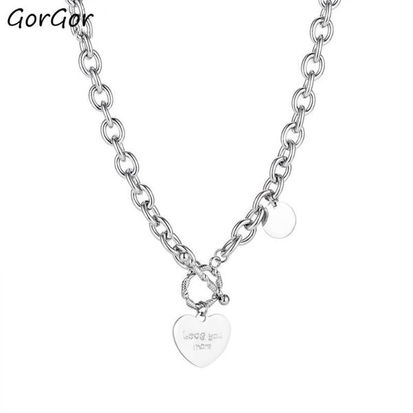 

gorgor necklace women stainless steel pattern heart pendant ot button temperament romantic anniversary accessories tx-1802 necklaces, Silver
