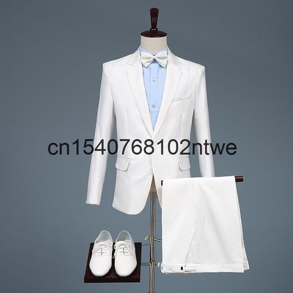 

spring men's casual suit emcee singer dress man host performance suits & blazers, White;black