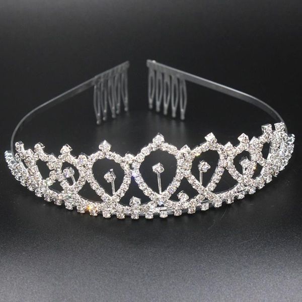 

hair clips & barrettes 2pcs/set metal rhinestone tiara shiny crown headwear set birthday sash women girls queen crowns decoration jewelry, Golden;silver
