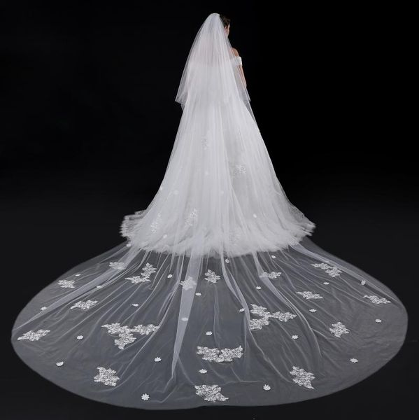 

bridal veils 5 meters wedding sequined beads bride veil with comb 2021 in stock, Black