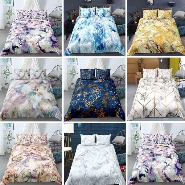 

marble texture bedding set  gold white blue pink duvet cover quicksand bed covers 2/3-piece luxury bedspread dropship sets