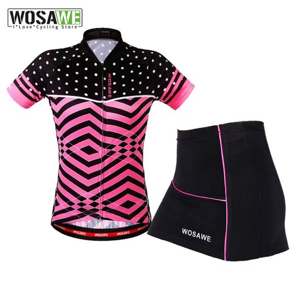 

racing sets pro team cycling women summer breathable clothing short sleeve jersey gel pad skirt, Black;blue