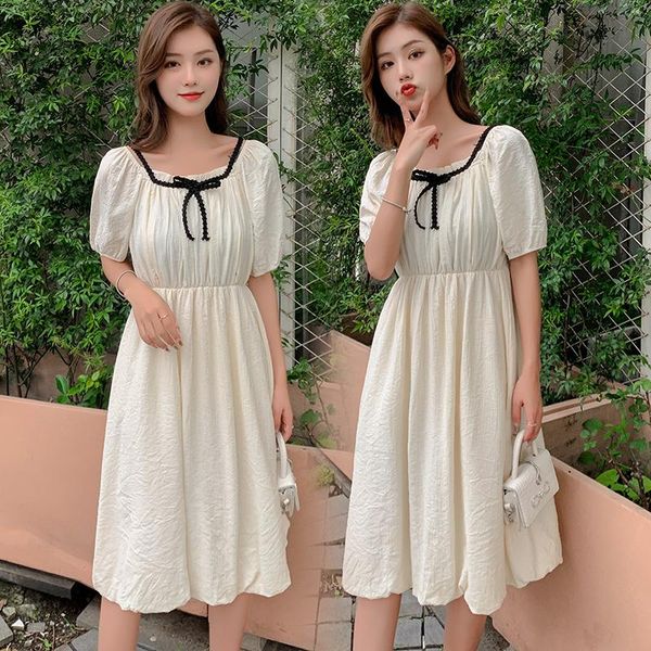 

maternity dresses 636# summer korean fashion nursing dress a line sweet breast feeding clothes for pregnant women cute pregnancy mother, White