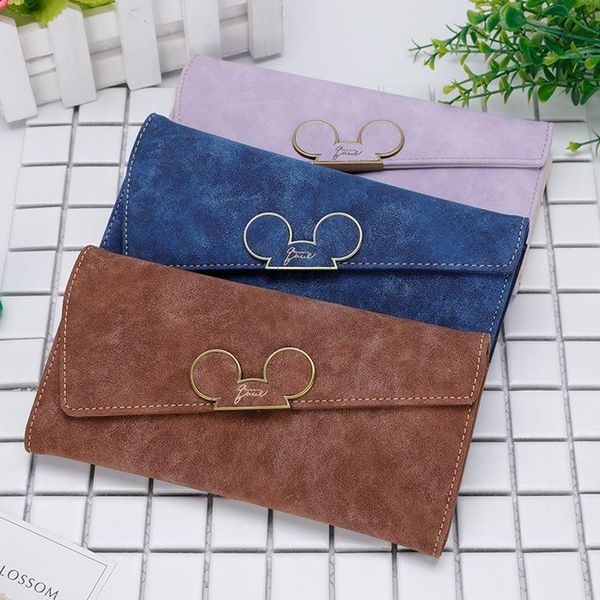 

wallets 2021 korean frosted long wallet qq mouse slant cover women's cute, Red;black