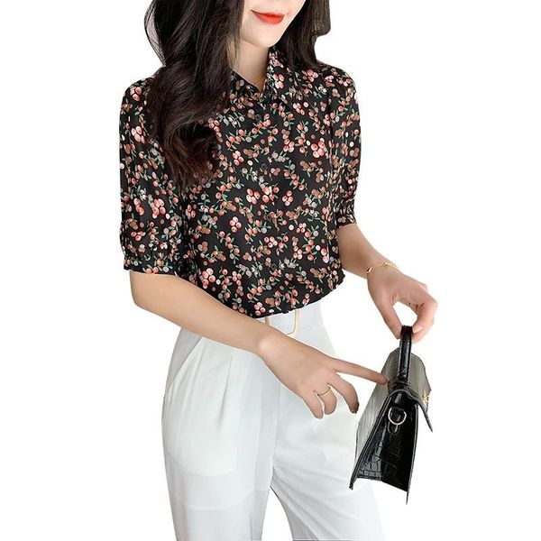

women's blouses & shirts summer women casual shirt 2021 fashion floral loose short sleeve blusa, White