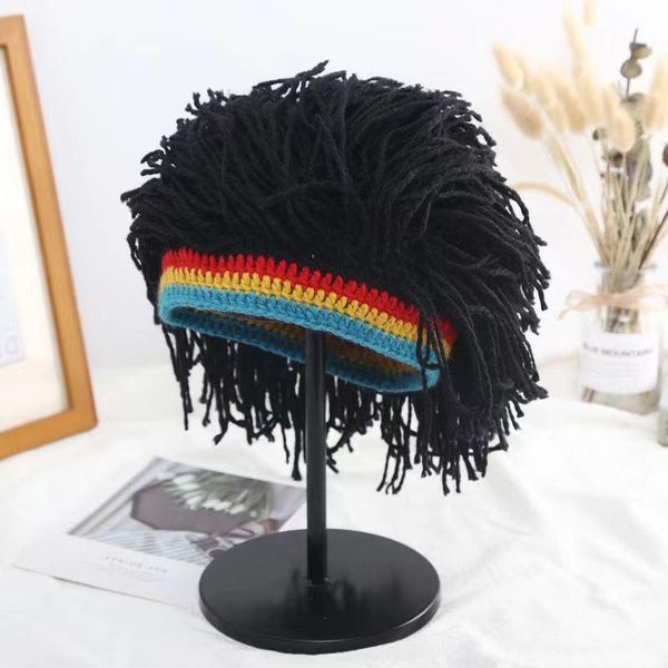 

beanie/skull caps rasta wig beanie for men handmade crochet winter warm hat gorros halloween holiday birthday gifts funny party balaclava, Blue;gray